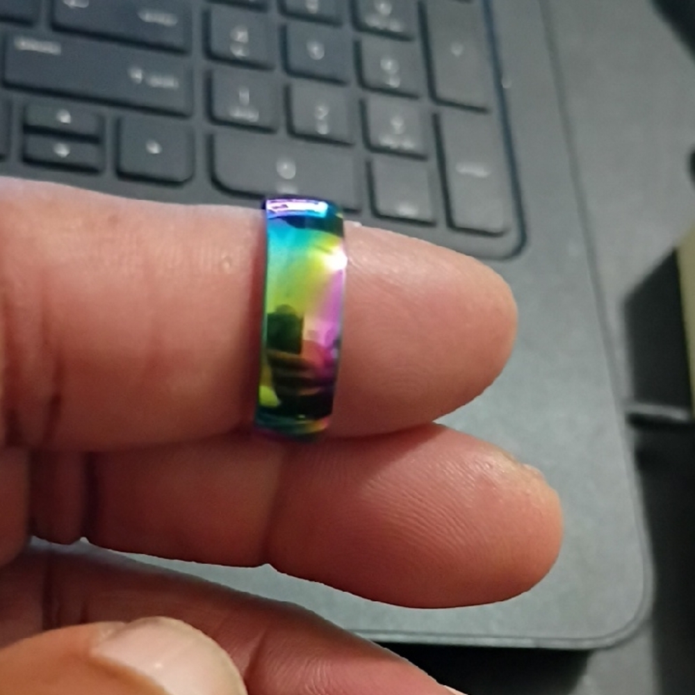 Colorful Iridescent Ring Sz 22